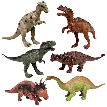 FunBlast Dinosaur Toy for Kids - Pack of 6 Pcs Dinosaurs Animals Figures Toys for Kids, Boys, Dinosaur Toys for Kid, Animal Figure Play Set for Kid (Multicolor)
