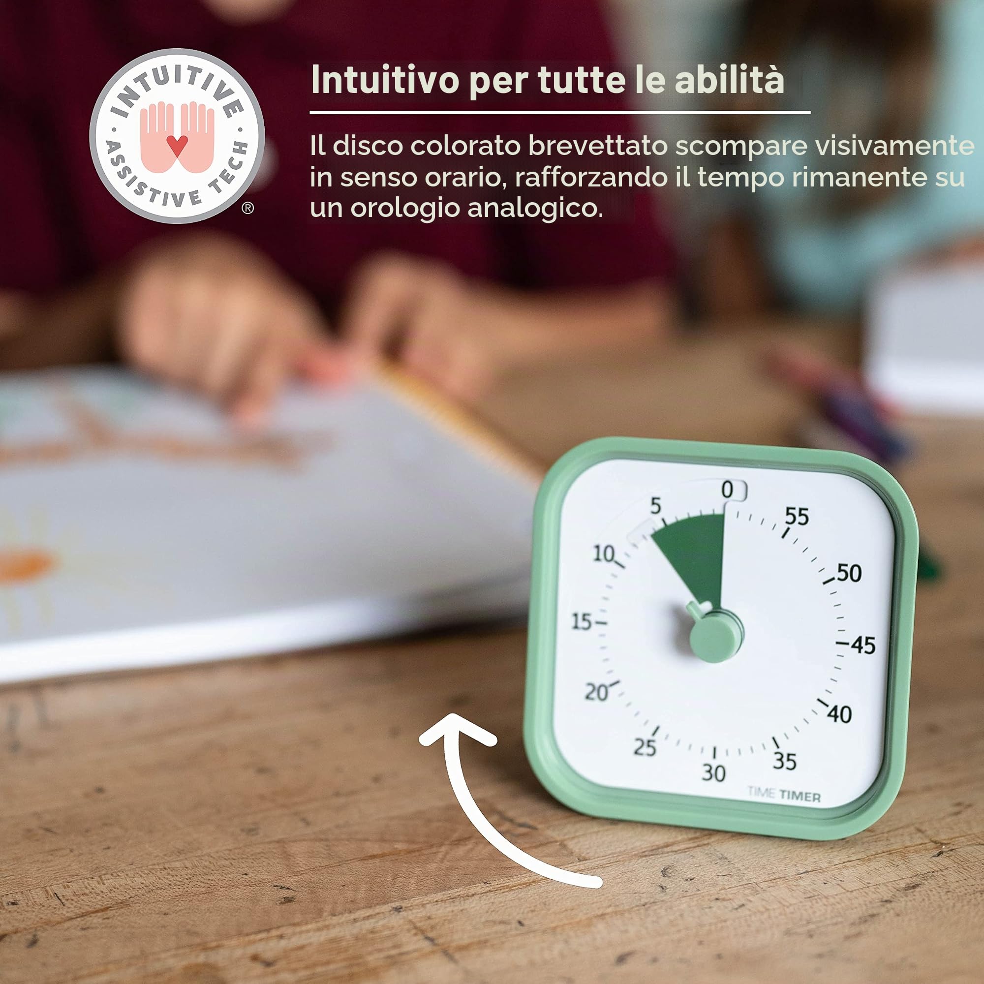 TIME TIMER MOD Timer visivo 60 Minuti Forniture Scuola Strumento di Studio Timer per Ufficio Bambini Riunioni con Funzionamento Silenzioso (Verde Felce)