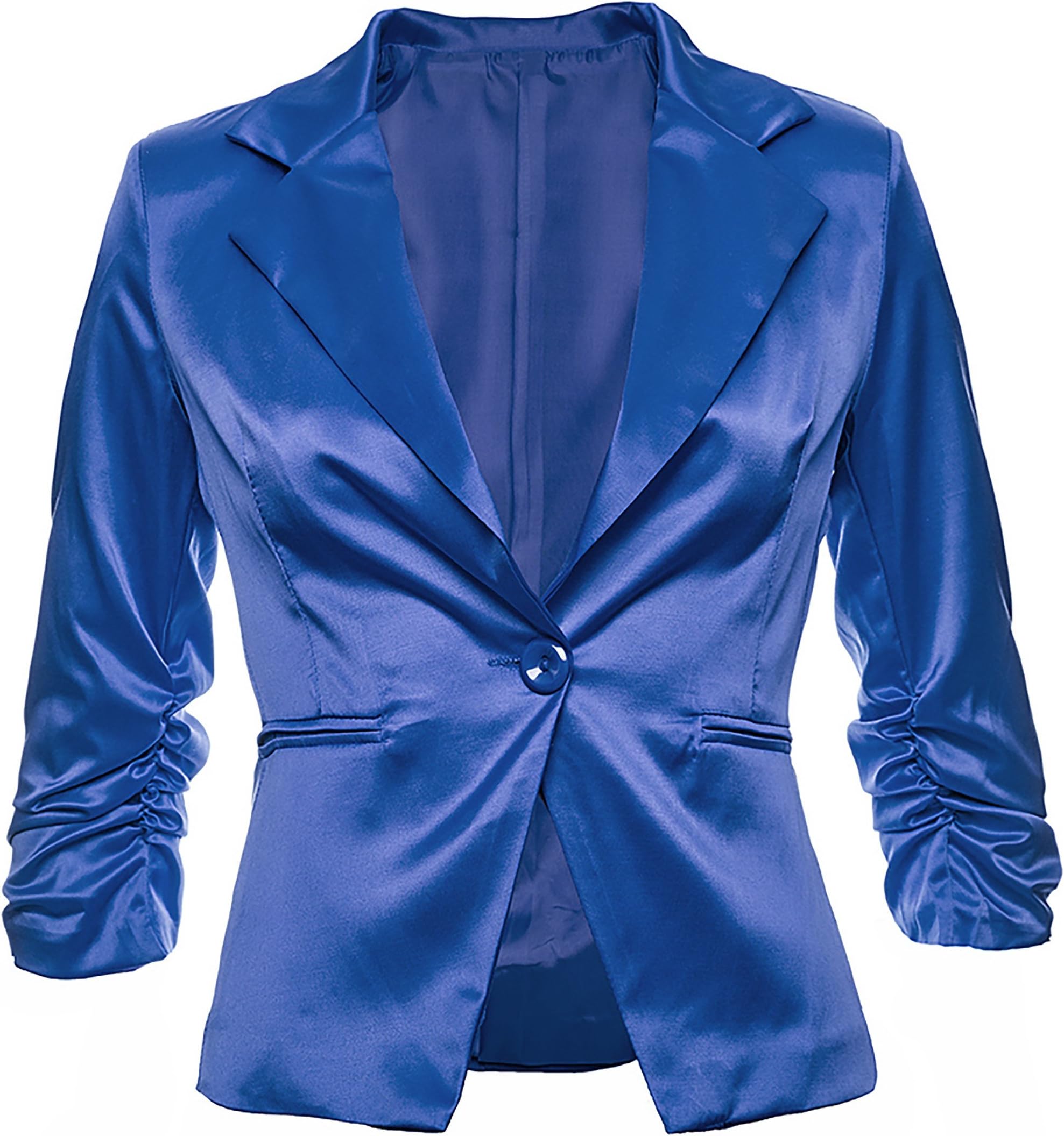 Sambosa Women's Elegant Cotton One Button Sleeve Blazer Jacket Office Casual Look Available in 26 Colors 34 36 38 40 42