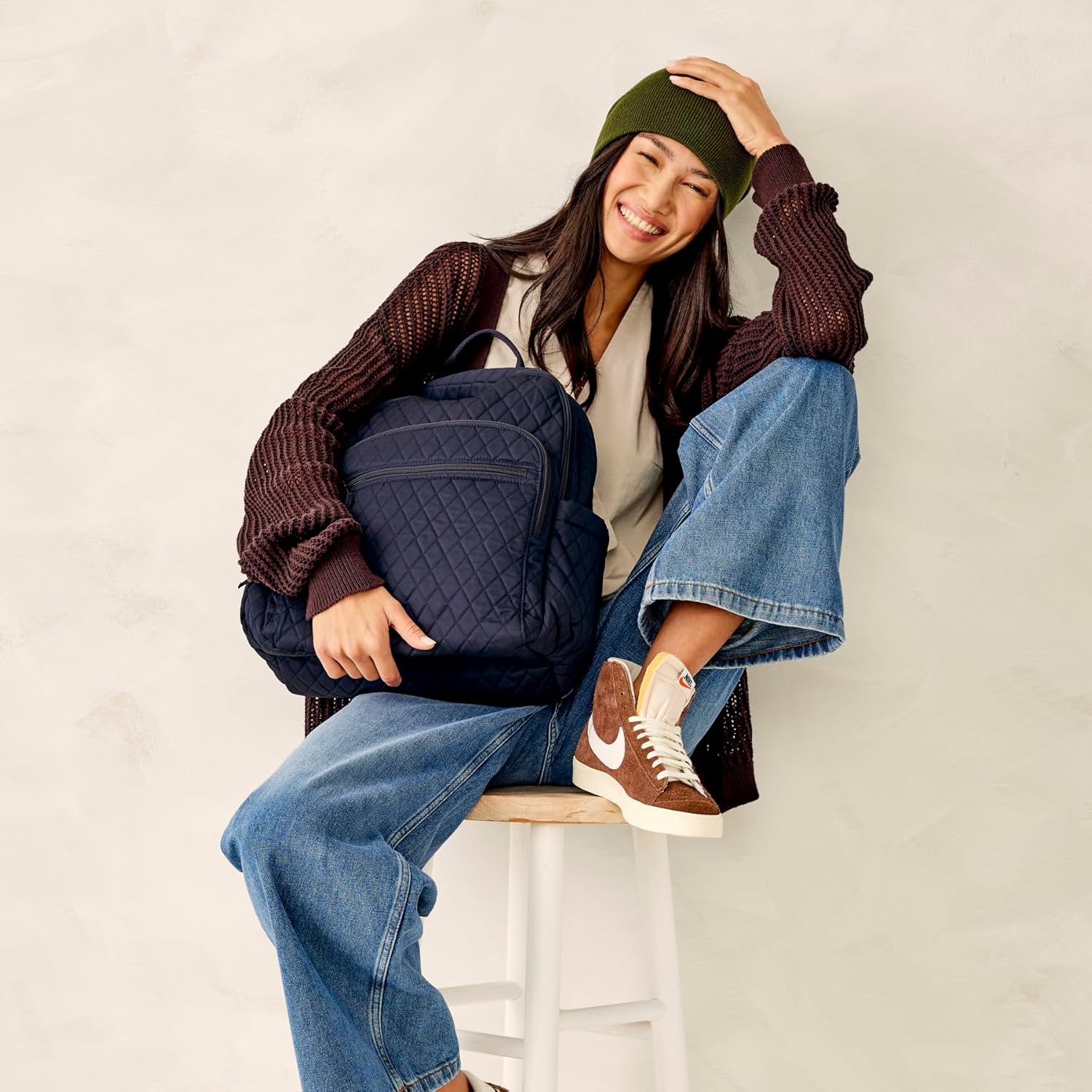 Vera Bradley Women's Premium Cotton Bancroft Backpack, Peacoat, One Size - Image 8