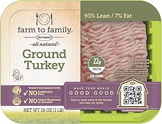Farm to Family by Butterball, Fresh 93%/7% Lean Ground Turkey, No Antibiotics Ever, 1 lb