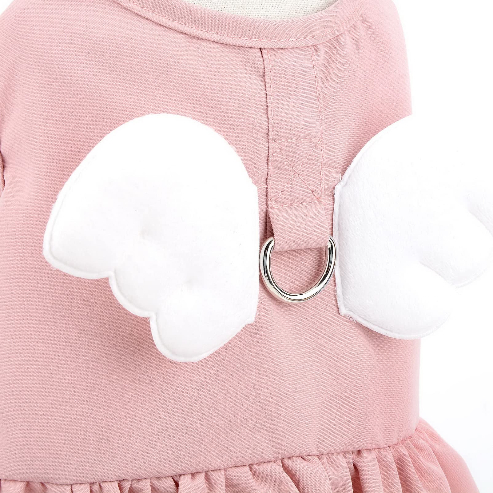 SMALLLEE_LUCKY_STORE Angel Wing Robe Harnais et Laisse pour Chien et Chat, Robe d'été avec Anneau en D Jupe pour Chiot,Vêtements Printemps-été pour Yorkshire Chihuahua, Rose, XS