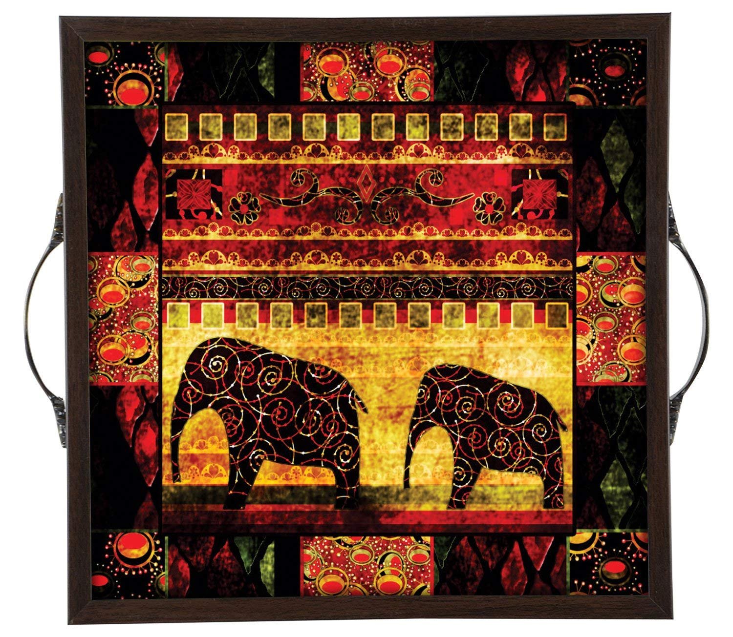 TECHBITE Premium Wooden Serving Tray for Home and Office Square 12 inch x 12 inch (E)