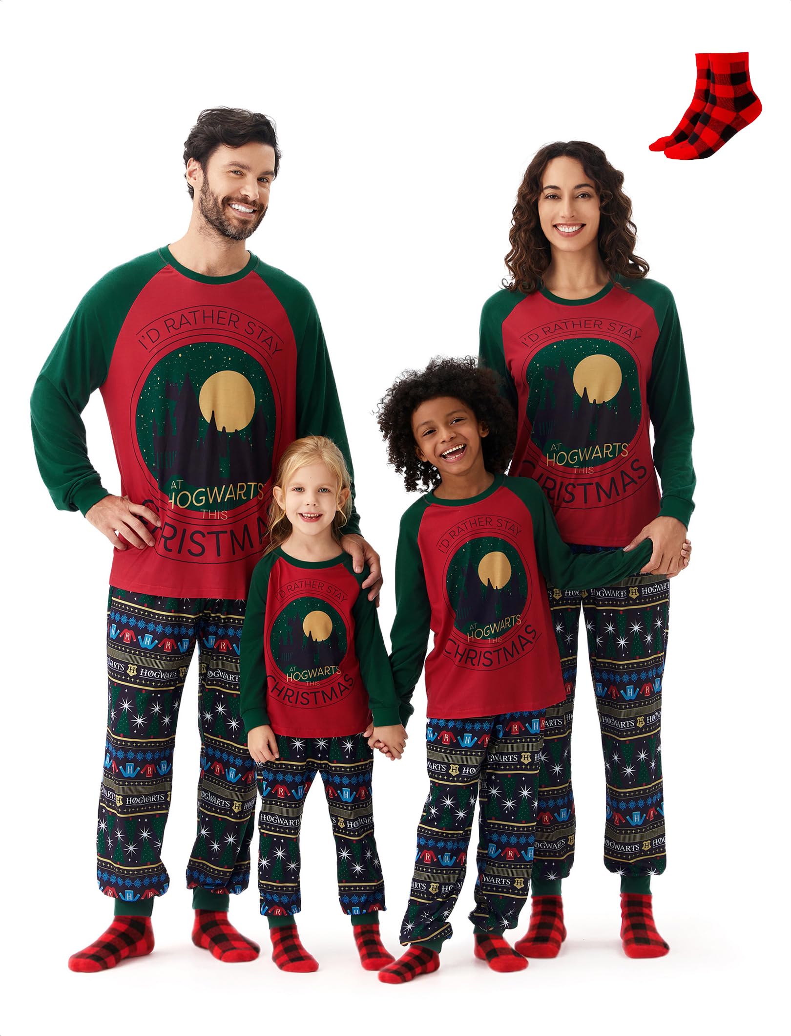 Harry Potter Conjunto de pijama familiar de Navidad a juego, conjunto de camiseta y pantalón para niños y parejas