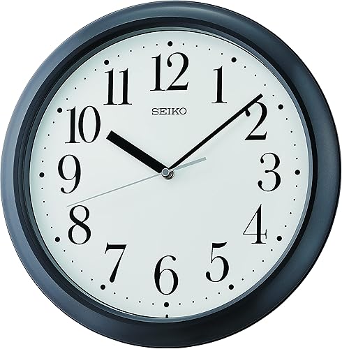 Seiko Reloj de pared Yori, negro metálico