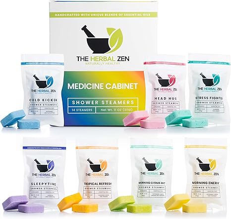 Shower Steamers Aromatherapy Bombs (Variety Pack) – Adult Christmas Stocking Stuffer – Made in USA - Shower Tablets Aromatherapy – Natural Essential Oils – Self Care Gifts for Women and Men (14 Pack)