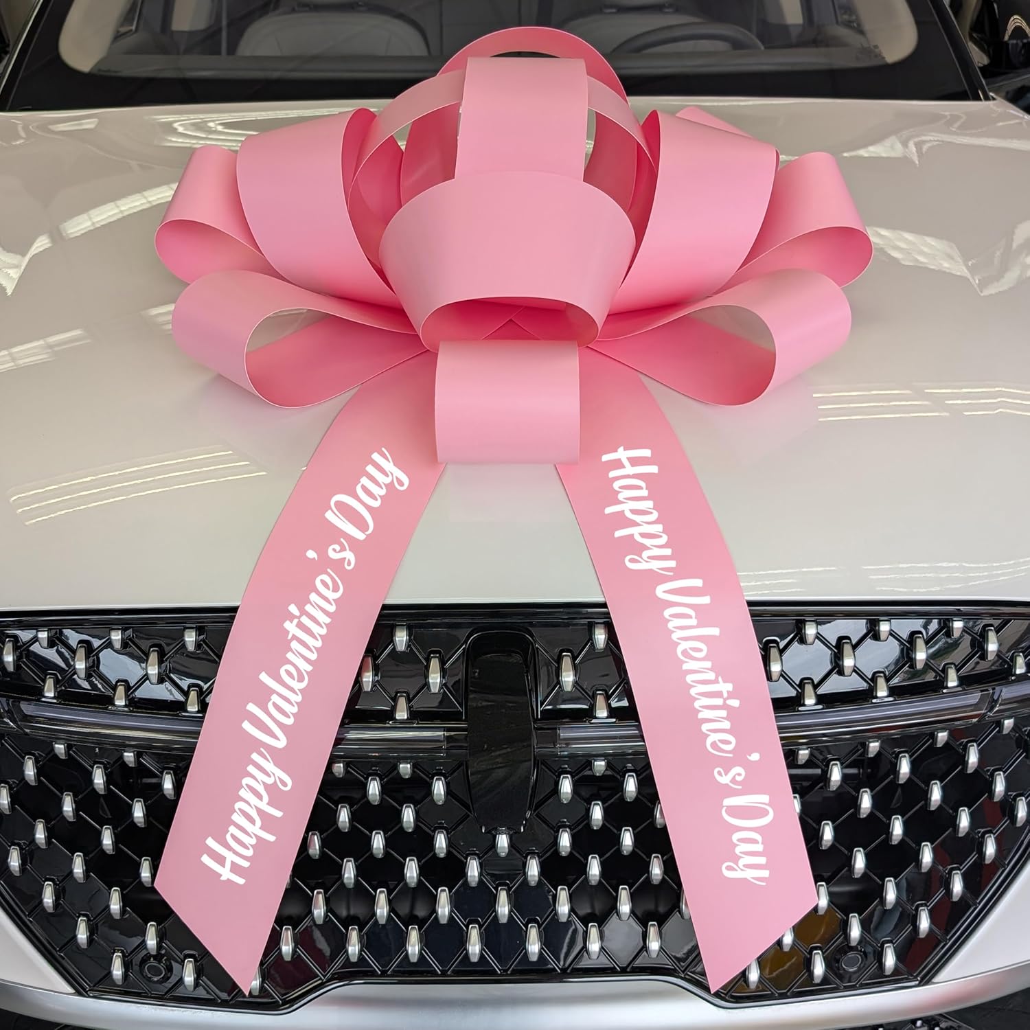 CarBowz Big Valentines Day Car Bow, Giant Bow, Non Scratch Magnet, Weather Resistant Vinyl, Fully Assembled (Pink)