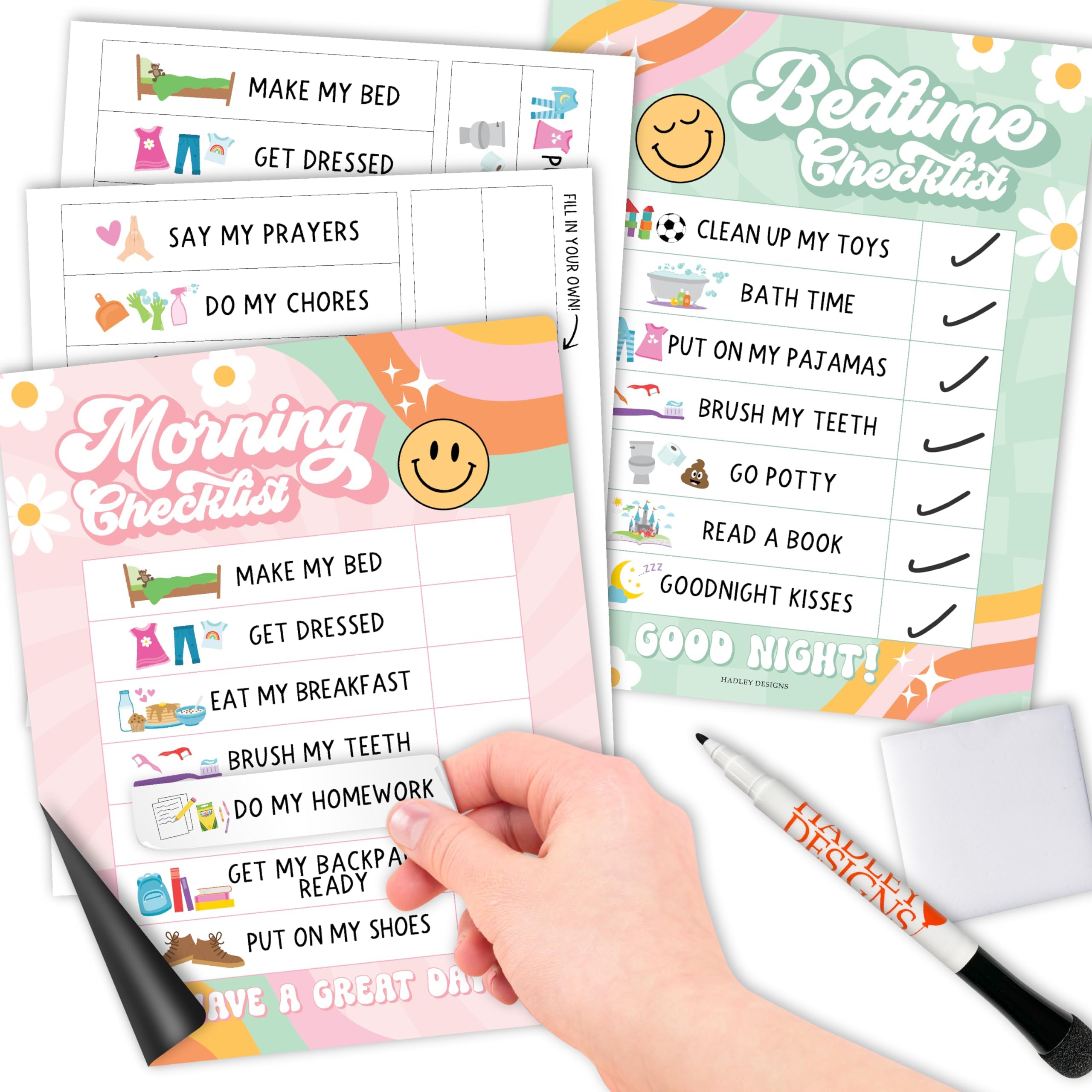 Magnetic Morning And Bedtime Routine Chart For Kids Customizable ...