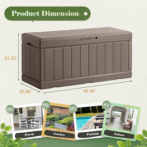 Miniatura 7 de Homall Caja grande de resina de 85 galones, impermeable, almacenamiento al aire libre con candado, organizador y contenedor de almacenamiento para