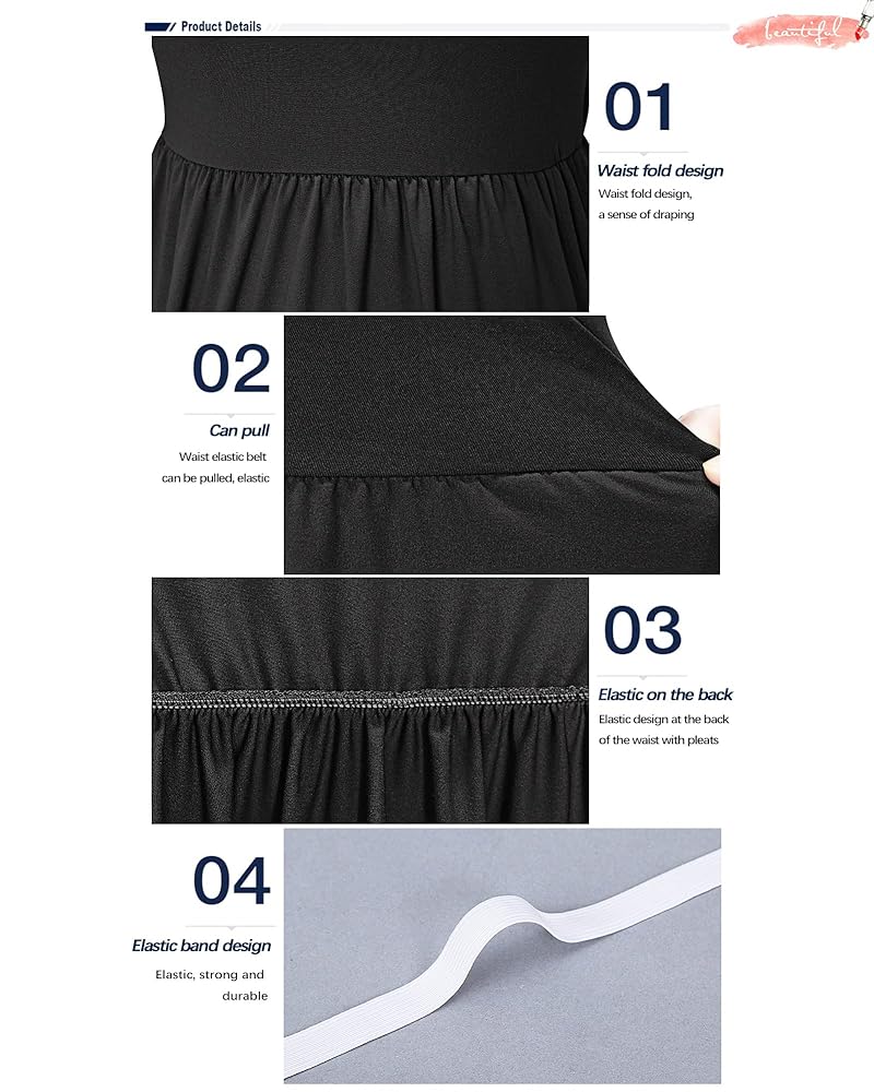 AUSELILY Women's Short Sleeve Empire Waist Dress Pleated
