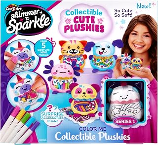Shimmer 'n Sparkle Color Me Collectible Plushies Series 1-5 Piece Mini Plushies with Scented Markers and Accessories Arts & Crafts Activity Gift Ages 6 and Up