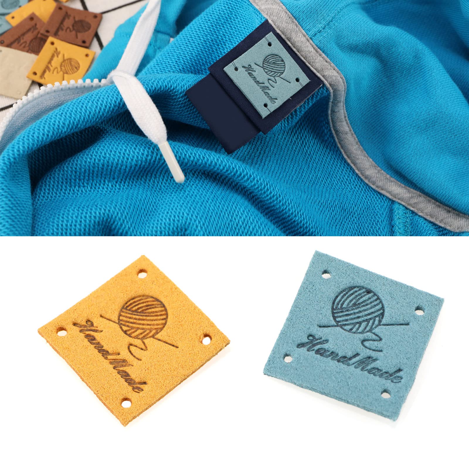 Image secondaire de Lot de 50 étiquettes en cuir faites à la main - Multicolores