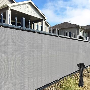 8x172 Privacy Fence Screen 90% Blockage Windscreen Fencing Panels Heavy Duty Commercial Mesh Shade Cover with Brass Grommets for Outdoor Wall Backyard Garden Deck Patio Balcony, Light Gray