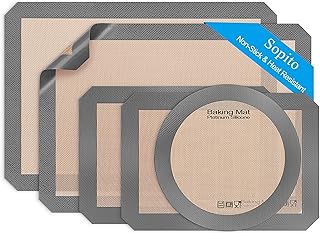 Silicone Baking Mat-Set of 5 (2 Half Sheet Mats + 2 Quarter Baking Sheets+ 1 9'' Oven Liner), Sopito Non Stick, Food Safe...