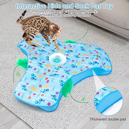 Miniatura 2 de Juguete interactivo para gatos de interior, juguete automático activado por movimiento con plumas móviles y chirridos de animales, juguete eléctrico