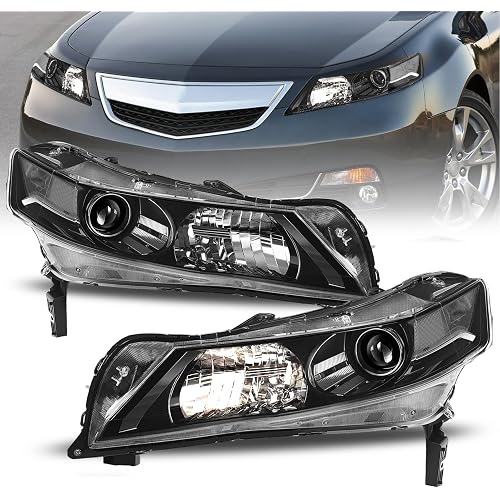 SOCKIR Headlight Assembly Pair for 2009-2014 Acura TL Sedan 4 Dr OEM Hid Xenon Headlamp Black Housing with Clear Reflector (Left +Right)