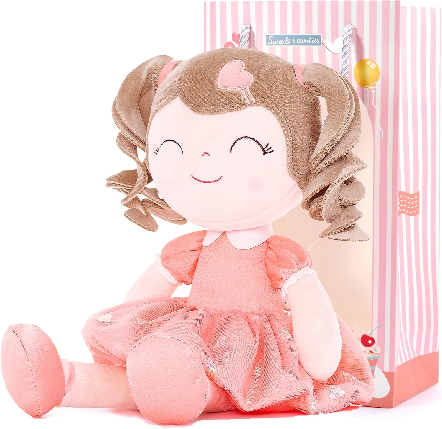 Gloveleya Baby Doll Gifts Plush Curly Girl Toys with Love