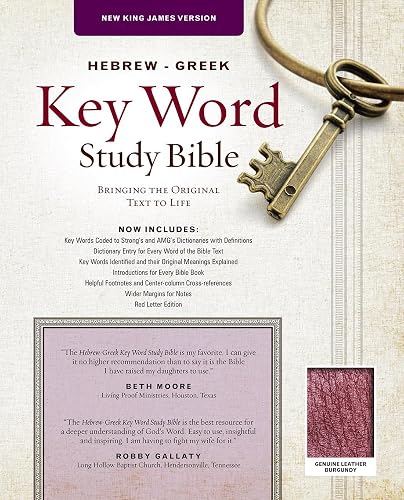 NKJV Hebrew-Greek Key Word Study Bible Burgundy, The: New King James Version, Genuine Leather, Burgundy