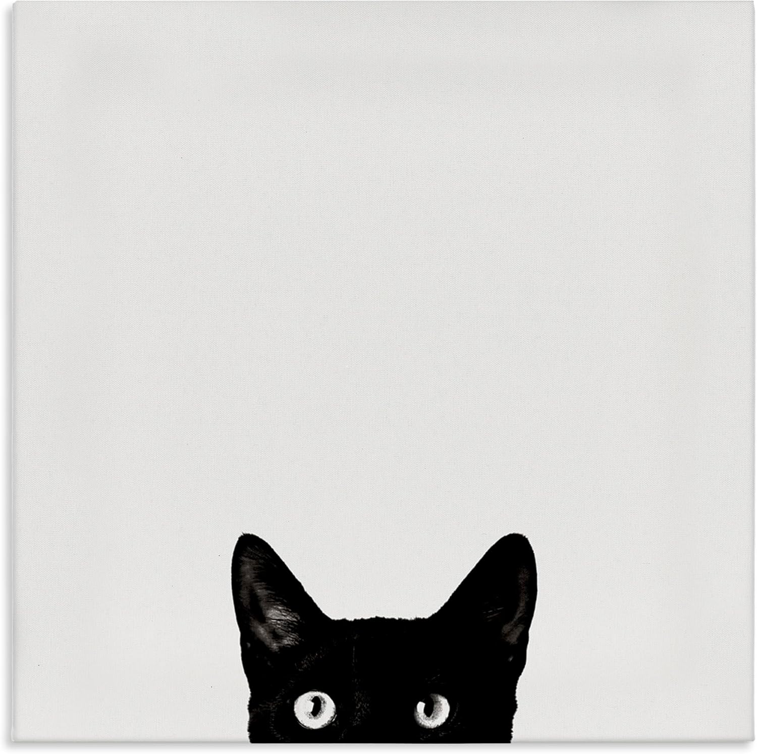 Stupell Industries Minimal Monochrome Black Cat Peeking from Below Canvas Wall Art, 17 x 17, Multi-Color