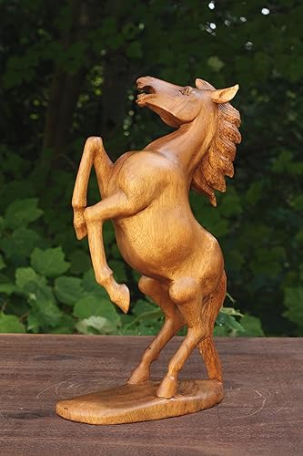 Miniatura 3 de G6 Collection Estatua de madera tallada a mano de 12 pulgadas, estatua de arte de caballo de cría, escultura hecha a mano, decoración decorativa