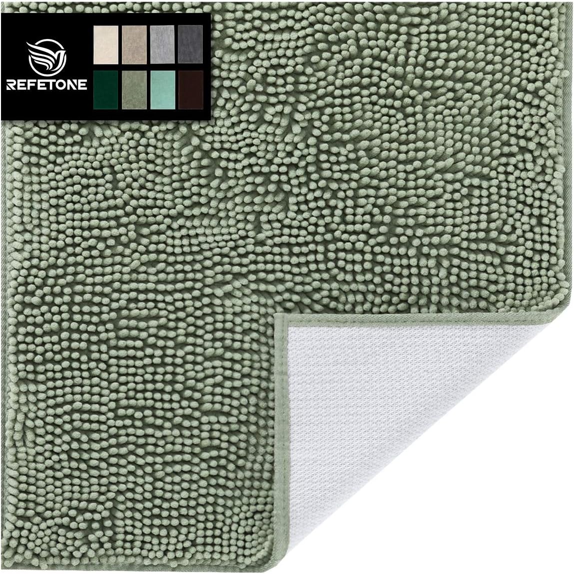 Chenille Bathroom Rug Non Slip Bath Mat for Bathroom, 32x20, Extra Soft and Absorbent Shaggy Bathroom Mat Machine Washable Bath Rug for Bathroom Thick Plush Rugs for Shower, Light Green