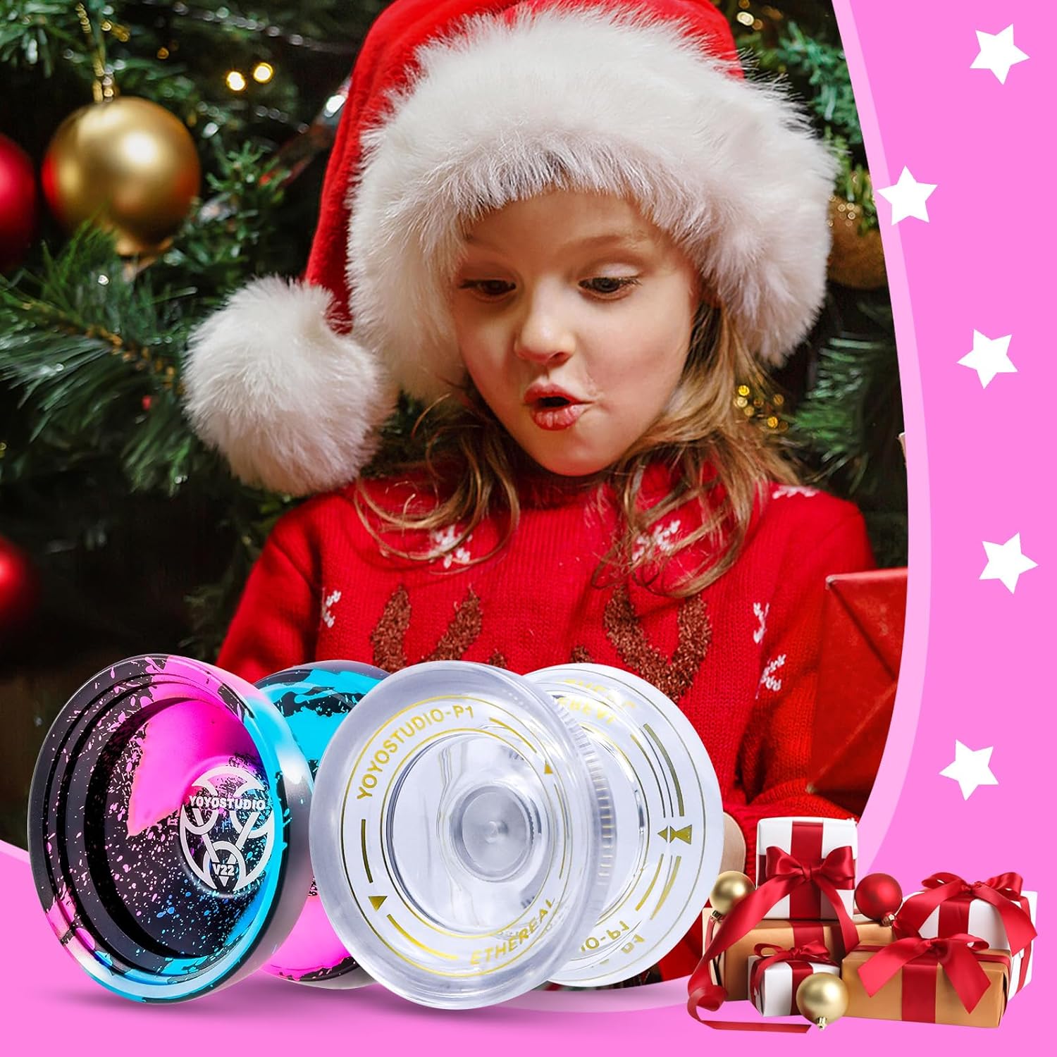 YOYOSTUDIO Professional Yoyo for Kids, Pack of 2 Yoyos, Responsive Yoyo for Beginner with Replacement Unresponsive Yoyos Bearing for Adults + 10 Yo-Yo Strings + 2 Yo Yo Clear Case