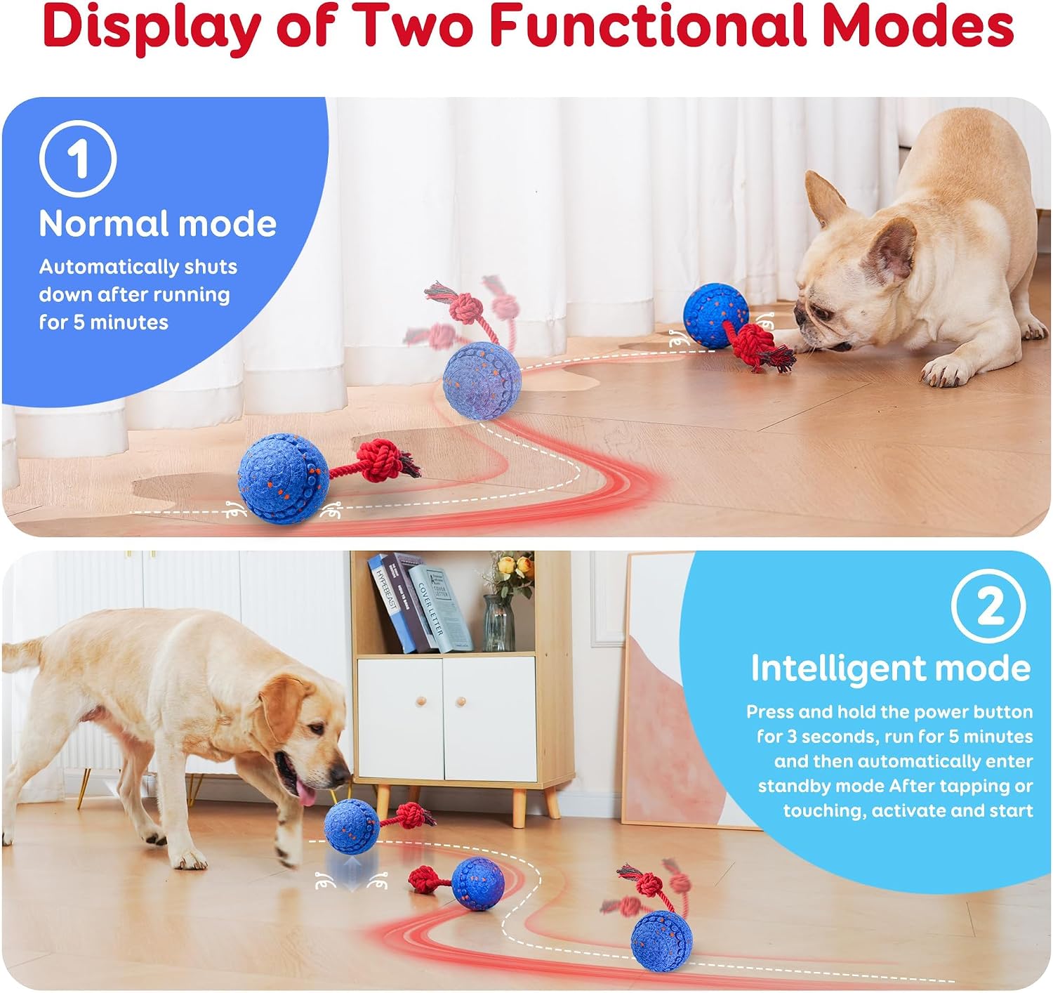 Smart Interactive Dog Toys Ball for Medium and Large Dogs to Keep Them Busy | Motion Activated Interactive Dog Toy, E-TPU Material, Waterproof & Rechargeable, Interactive Dog Ball for Indoor and Outdoor thumbnail