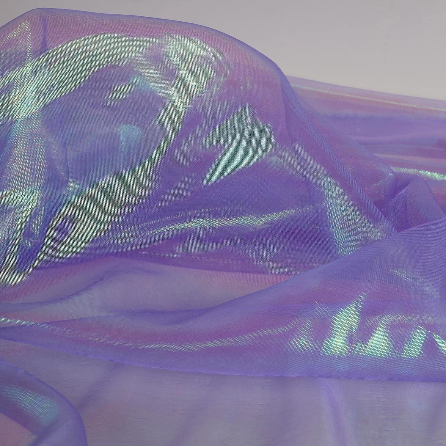 Sheer Iridescent Organza Fabric 58 Inches Wide - 10 Yards Precut - Shinny Wedding Party Decor Fairy Costume Voile Doll Clothes Sewing - Purple