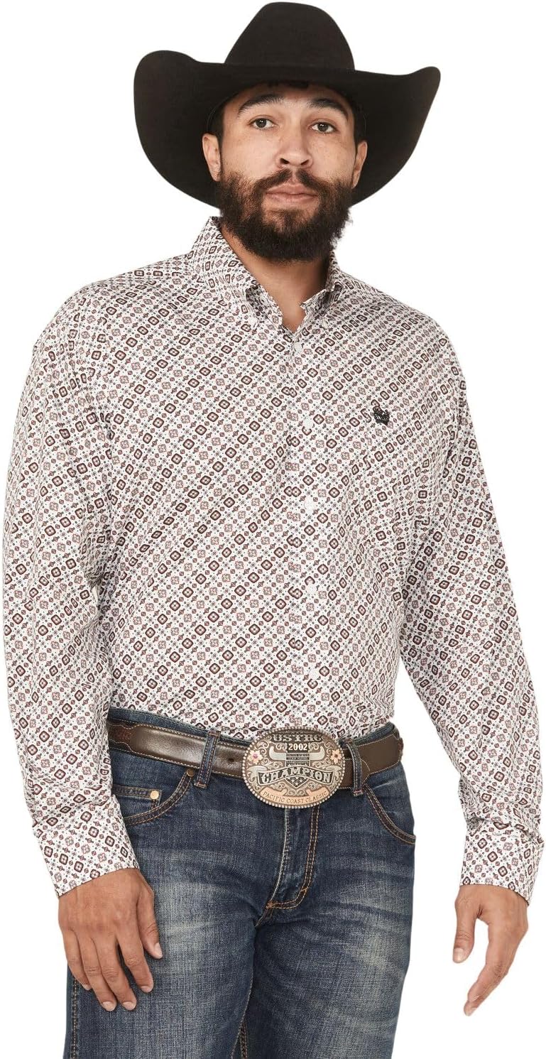 Cinch Men's Geo Print Long Sleeve Button-Down Western Shirt - MTW1105989 Medium White