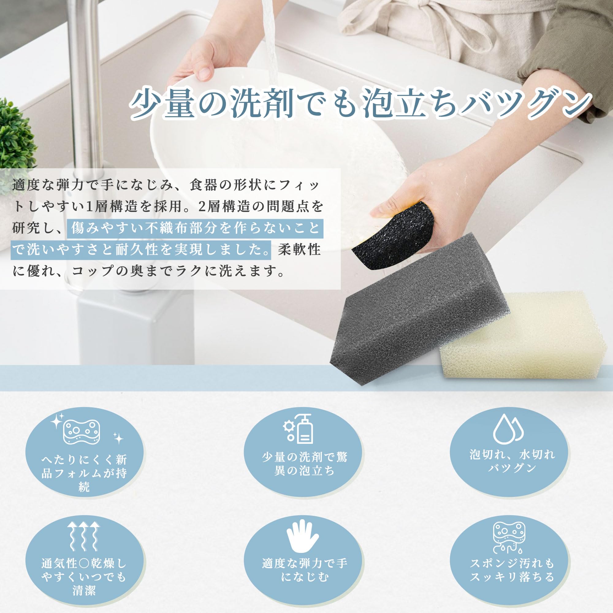 Amazon｜KASUTA キッチンスポンジ 【2024新登場】スポンジ 食器洗い