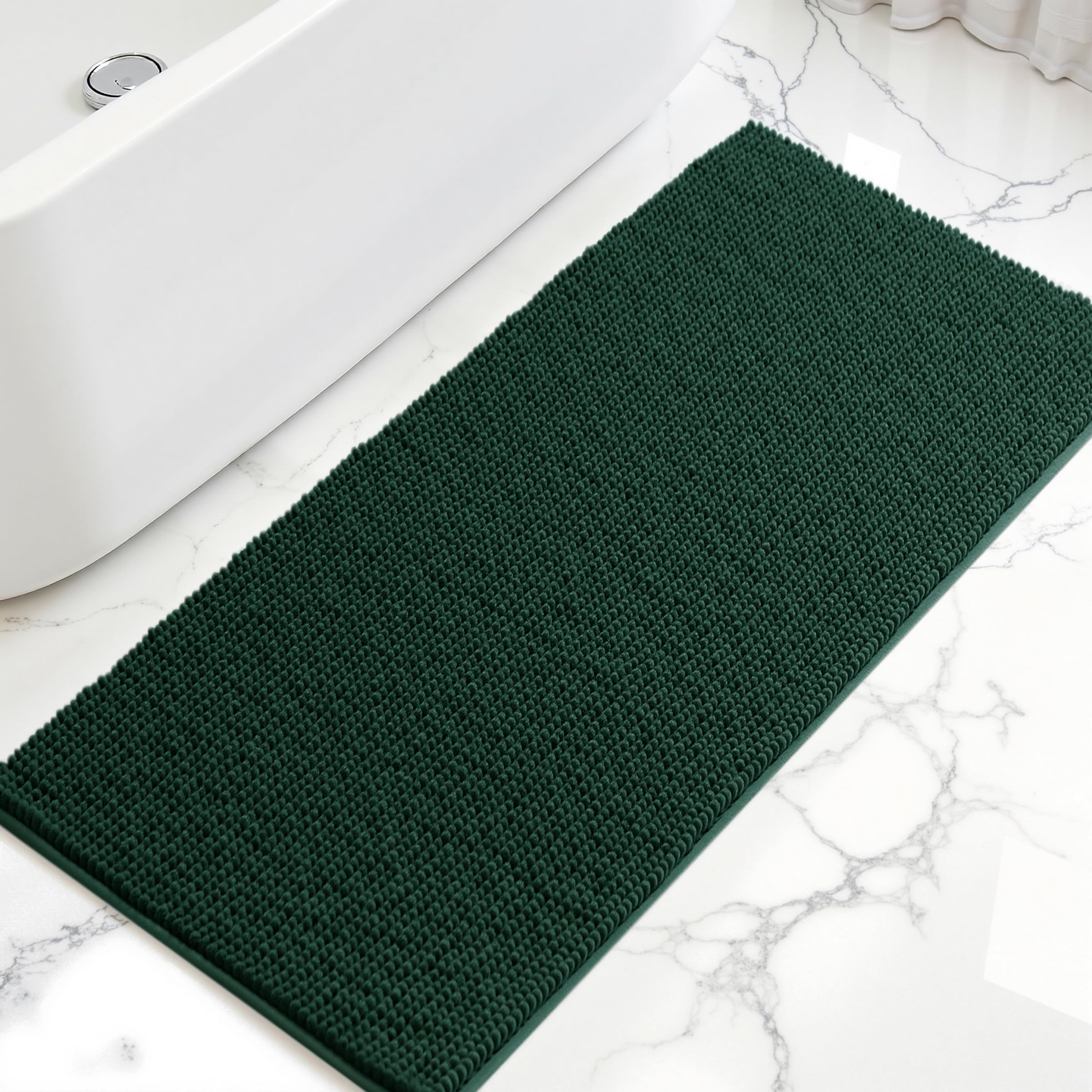 SUBRTEX Bathroom Rugs, 24" x 60" Chenille Bath Rug Soft Short Plush Bath Mat Soft Shower Mat Water Absorbent Shower Mat Quick Dry Machine Washable,