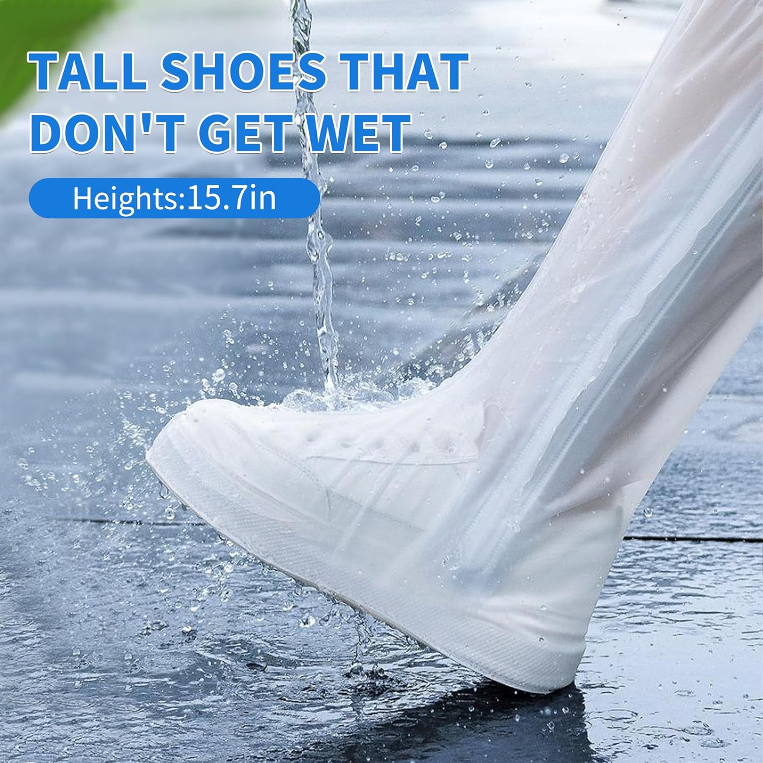 Waterproof Rain Shoe Cover Reusable Non-Slip Rainproof Boot Covers with Zipper Slip Resistance Overshoes Rain Mud Snow Shoe Protector Covers Hiking Climbing Camping Outdoor Sports Travel - Image 3