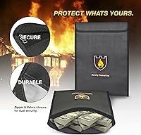 Vista 4 de ExpertPower Bolsa de seguridad para archivos de oficina Bolsa ignífuga y resistente al agua para documentos y soporte para sobres