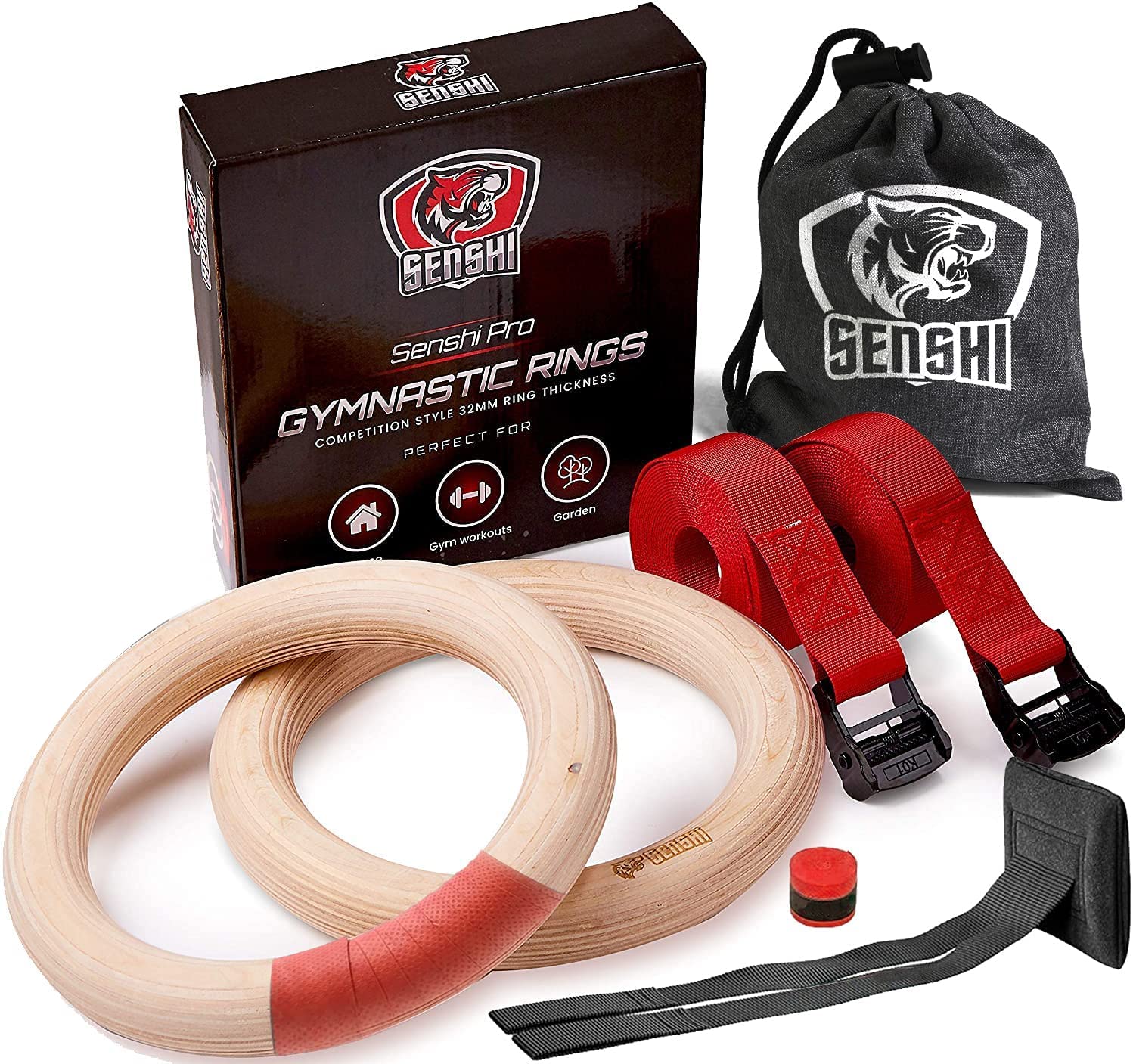 Buy 𝗧𝗛𝗘 𝟮𝟬𝟮𝟭 𝗪𝗜𝗡𝗡𝗘𝗥* Wooden Gymnastics Rings With XXL Straps, Olympic