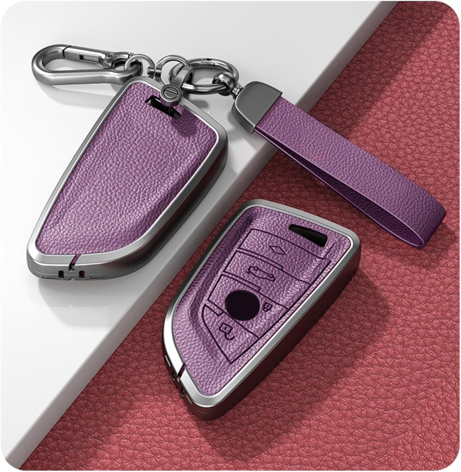 Phmnkl Key Fob Cover for BMW - Fits X1 (F48), X2 (F39), X3, X4, X5 (F15), X6 (F16), 118i, 218i, 320i (F30), 520/525 (G30), 7 Series (G11) - Protective Car Key Case (Purple)