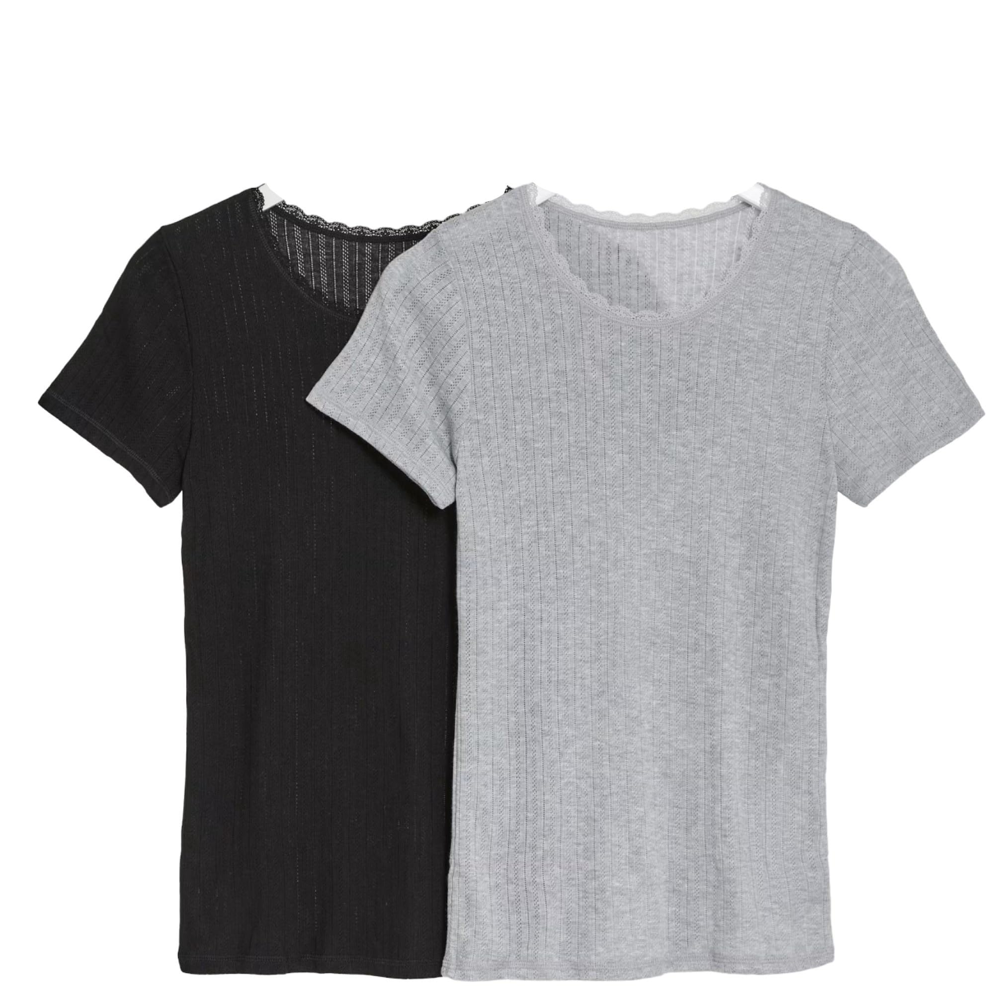 MYTEX M&S Womens Pack of 2 Thermal Short Sleeve Pointelle Tops Ladies Warm Vest Size 6-28