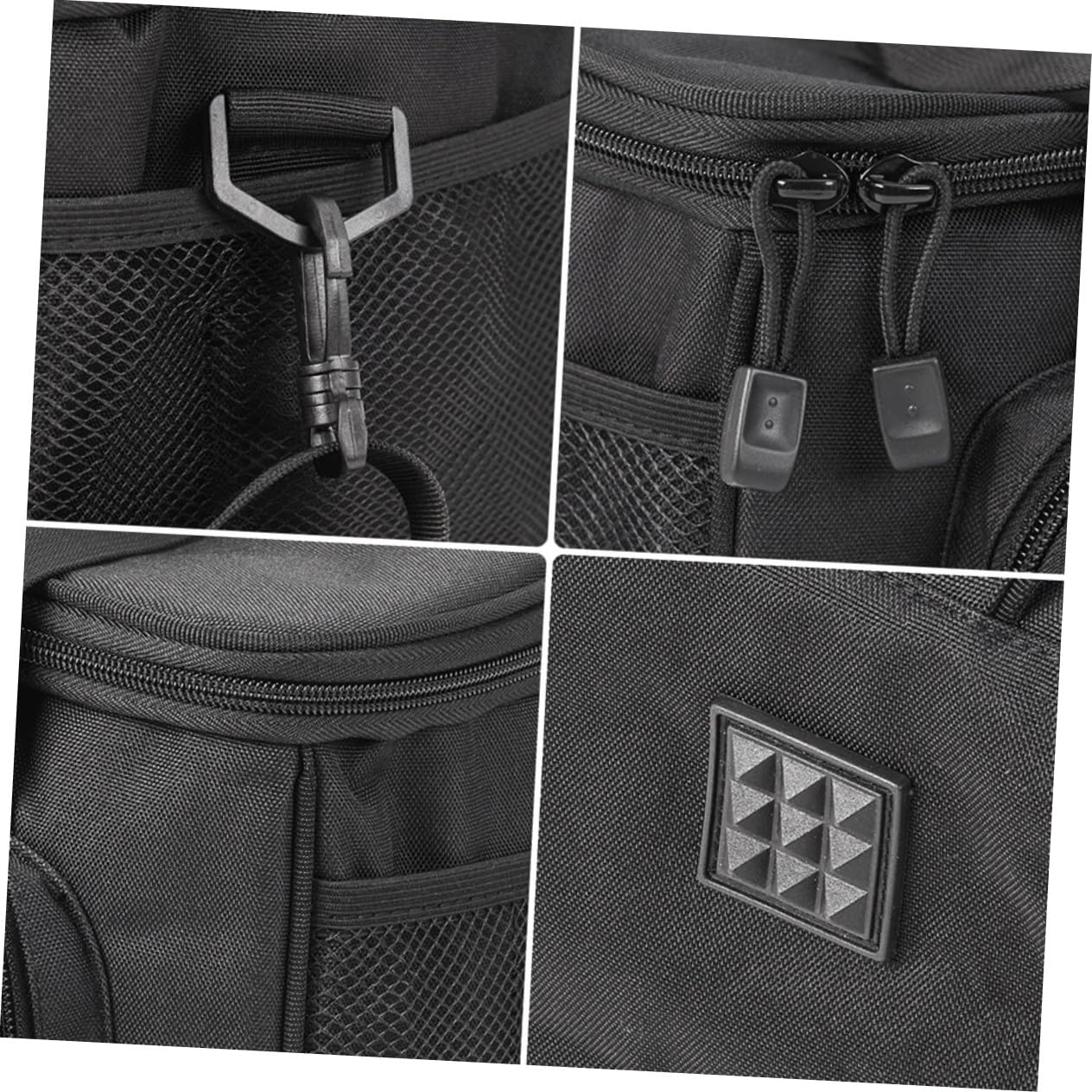 Pêche en Tissu Oxford Noir avec Bandoulière Réglable et Coutures Renforcées, Design Multi-Poches pour Accessoires et Leurres de Carpe en Extérieur