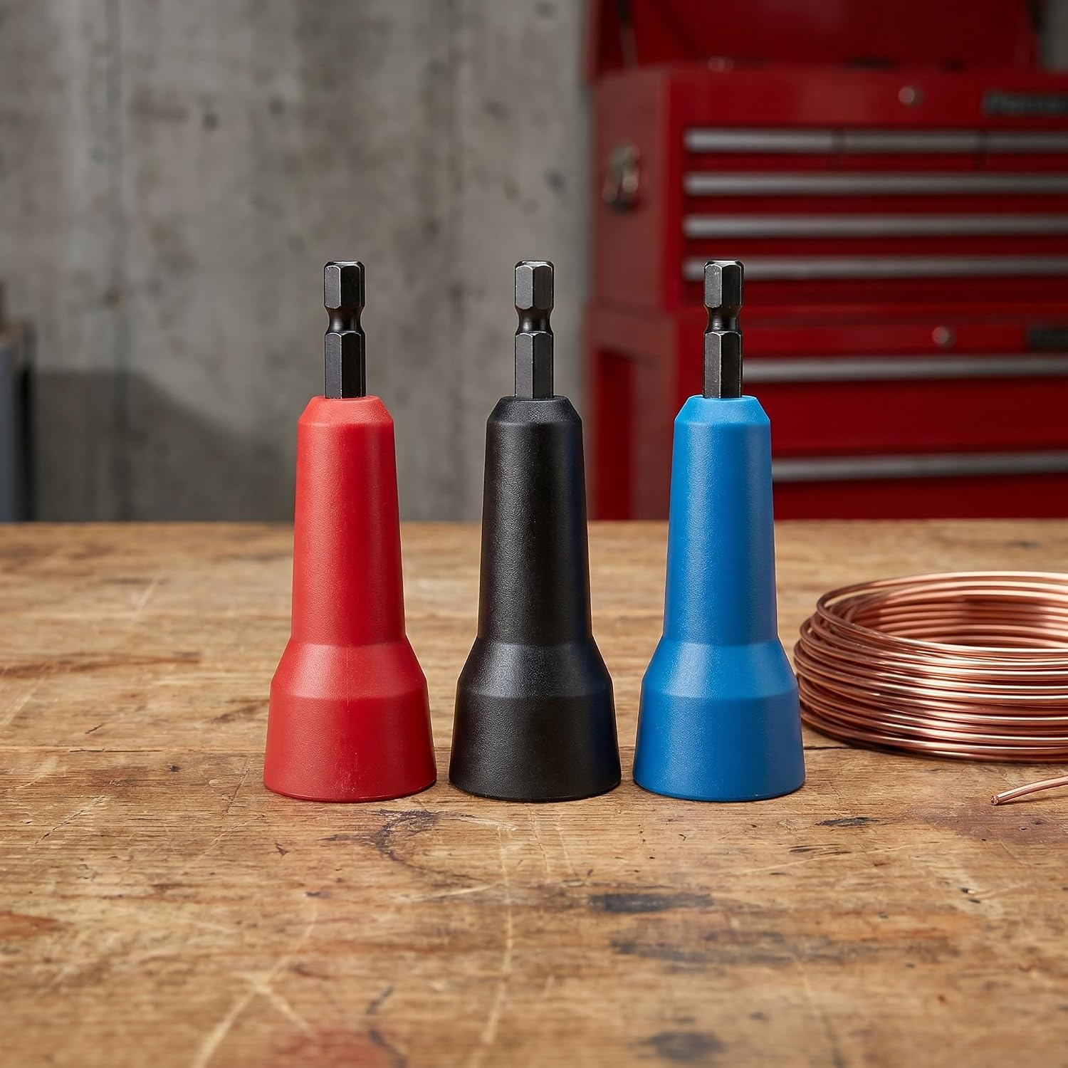 3 Pack Wire Twisting Tools, Twist Wire Connector Socket with 1/4 Inch Hex Shank Drive, Electrician Wire Twister Tool Set for Fast Wire Connection, Black Red Blue