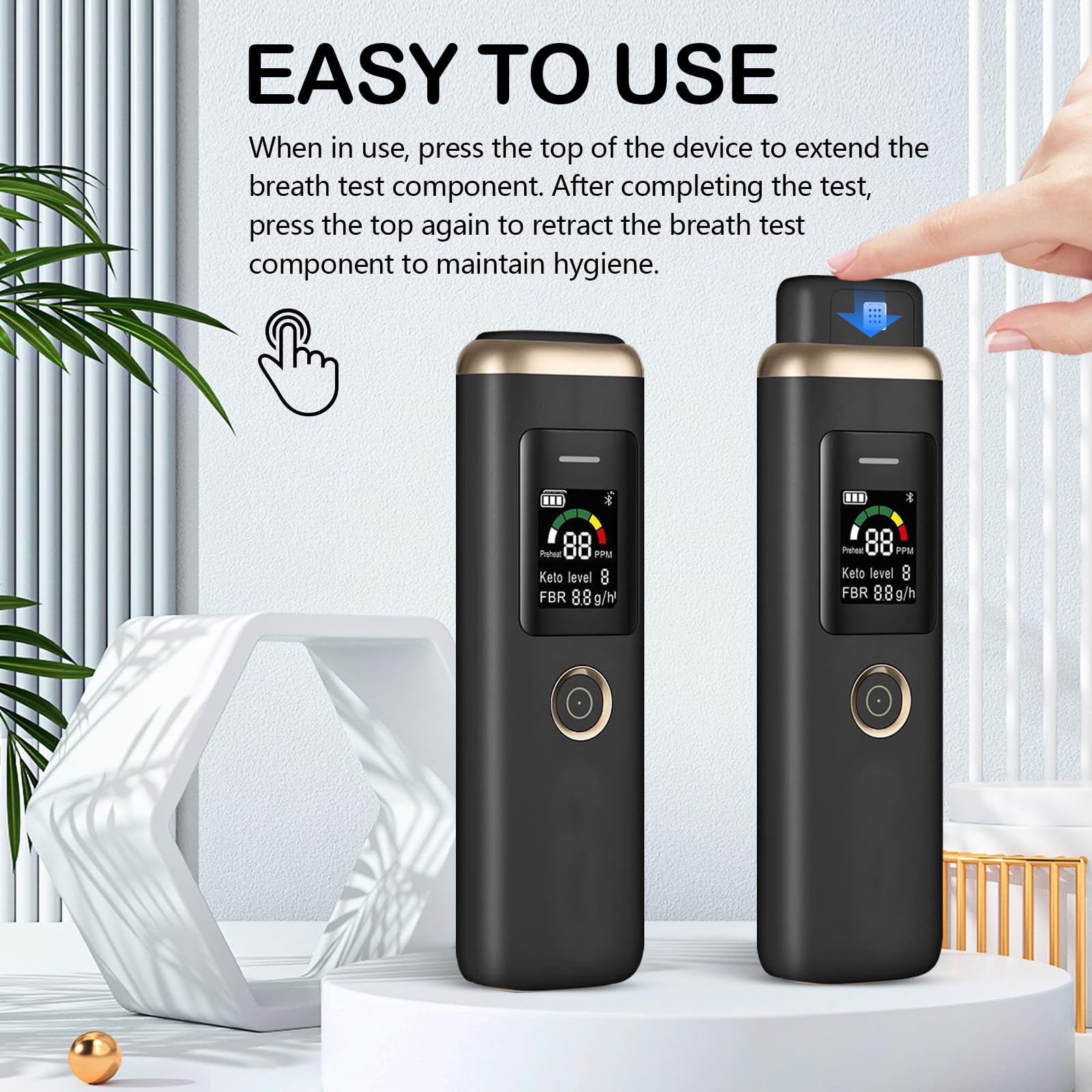 Analizzatore di Chetoni Respiratori, Respiratore Professionale Chetosi, Etilometro Portatile per Chetoni, Misuratore di Chetoni nel Respiro Digitale per Monitorare Chetoni e Livelli di Chetosi