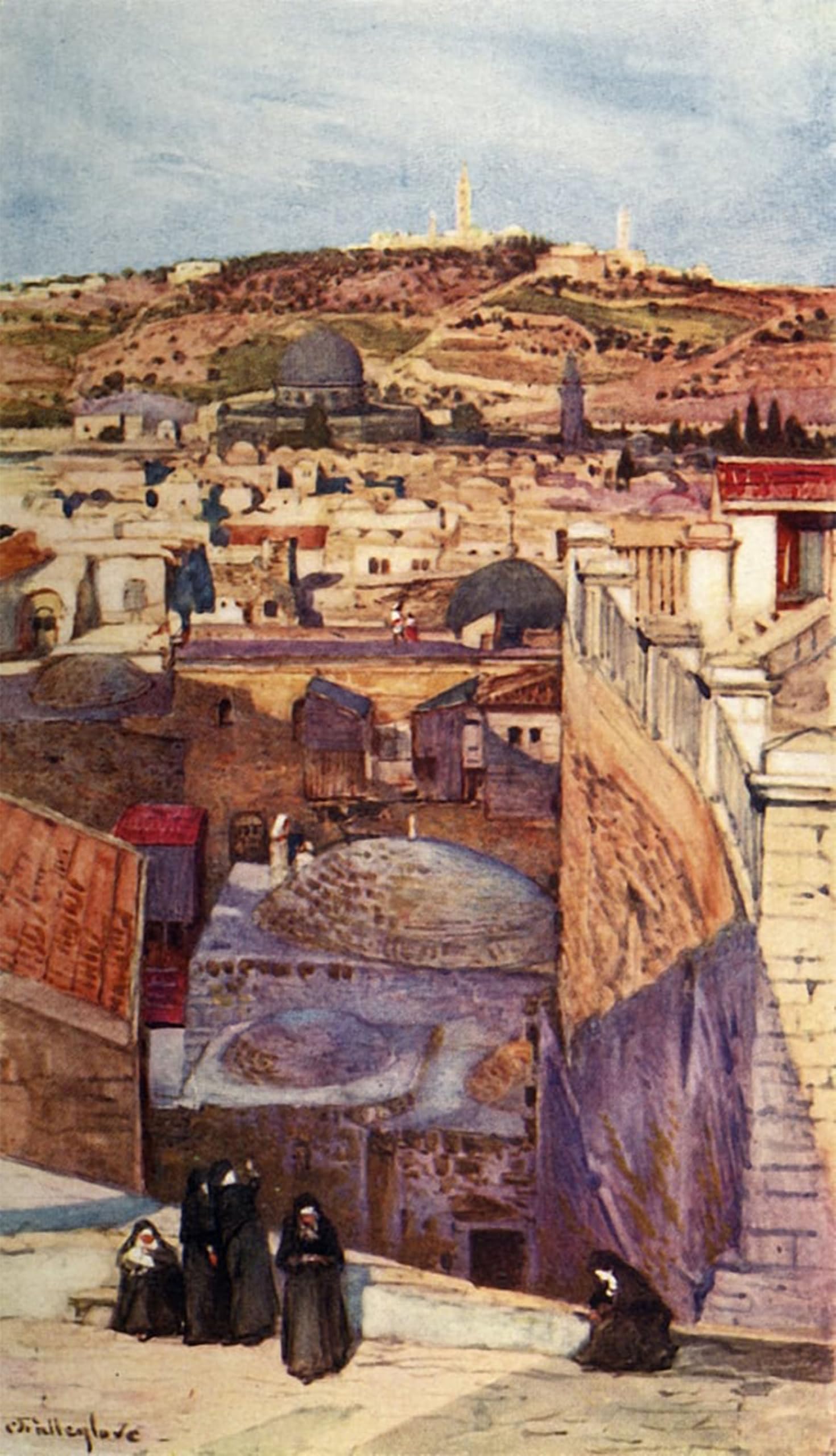 SERENDIPITP Vintage Wall Art Canvas Nordic Poster Canvas Print Picture the Mount of Olives From a House-top on Mount Zion by Fulleylove Wall Art Poster for Home Decor 60x90cm