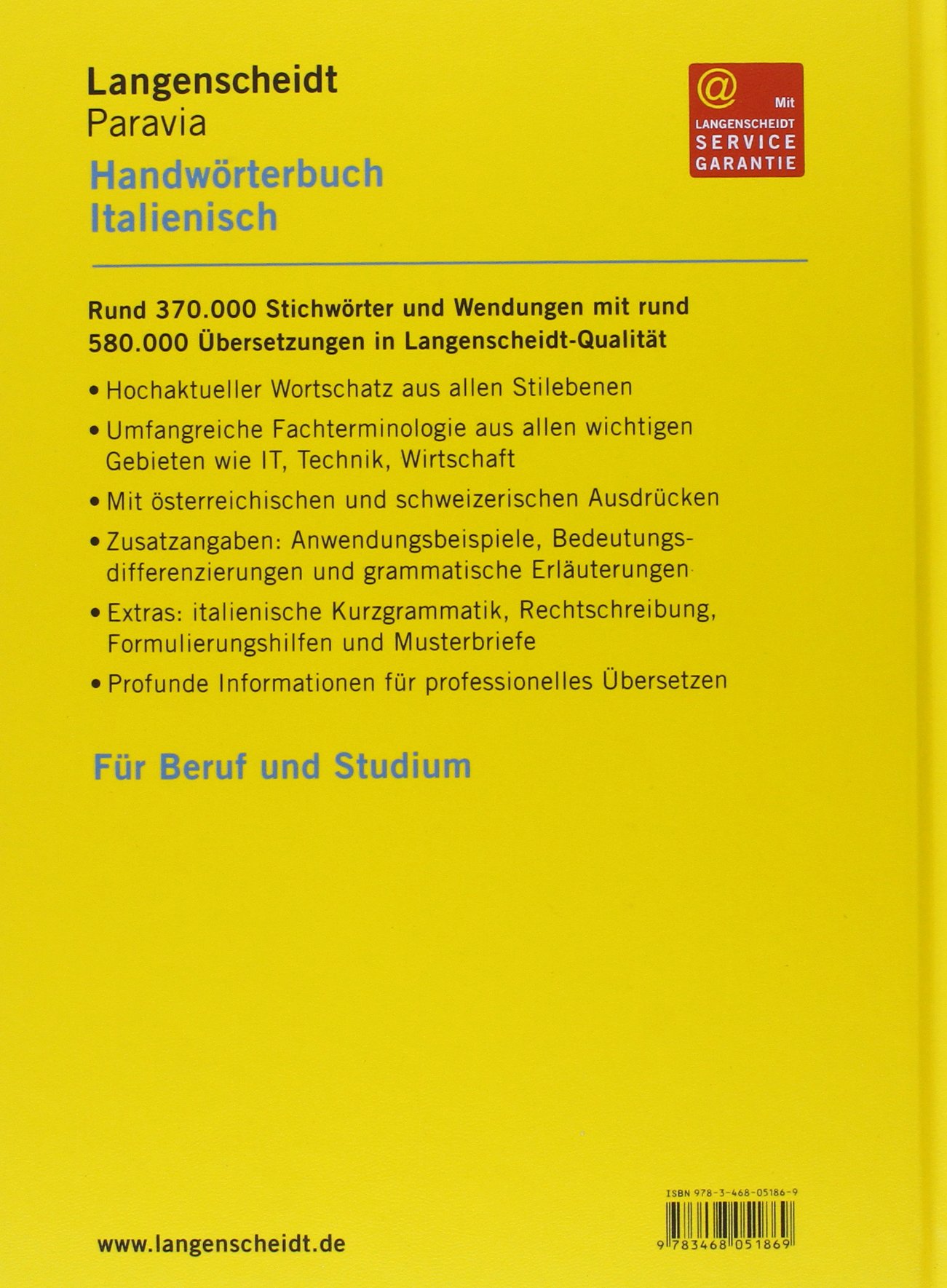 Langenscheidt Handwörterbuch Italienisch: Italienisch-Deutsch/Deutsch-Italienisch: Italienisch-Deutsch, Deutsch-Italienisch. Rund 370.000 Stichwörter und Wendungen (Langenscheidt Handwörterbücher)