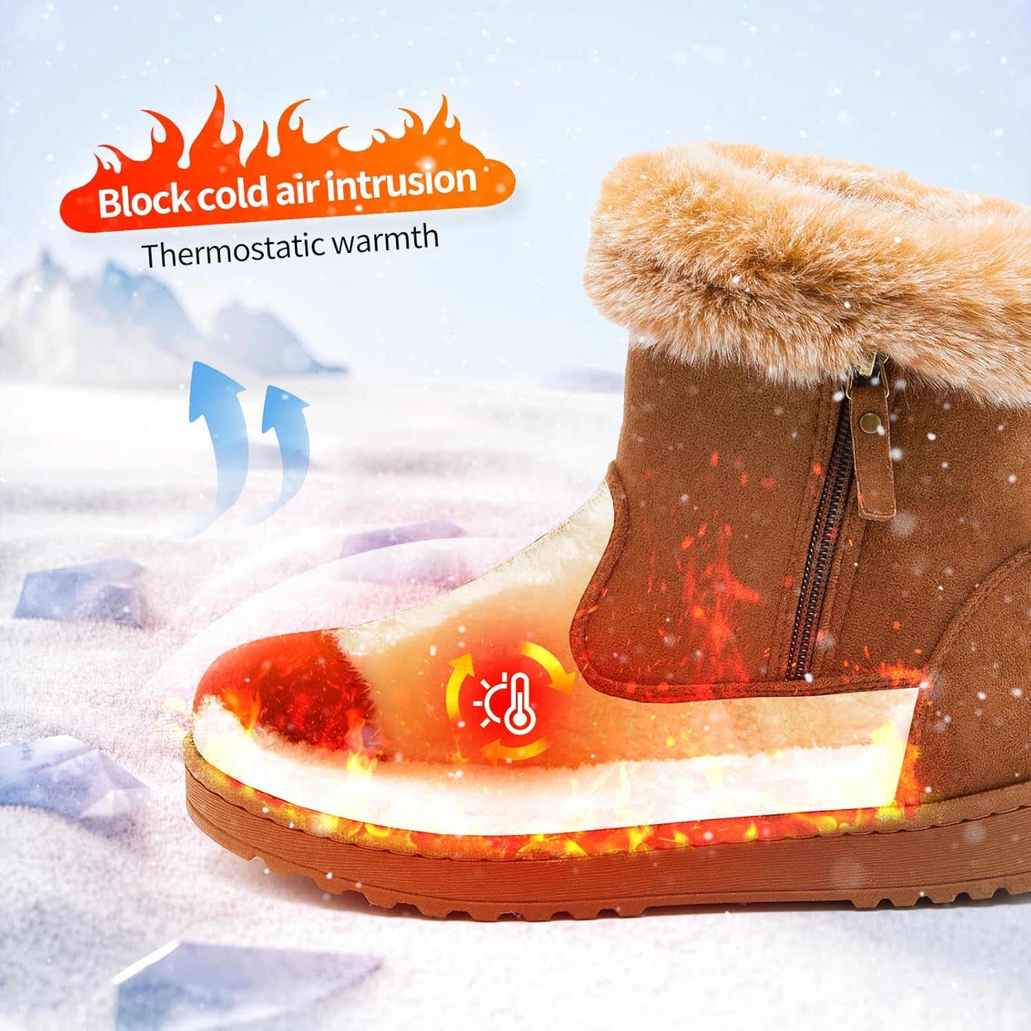 yageyan womens winter boots Mid calf snow booties fur lined womens warm ankle booties for outdoors - Image 2