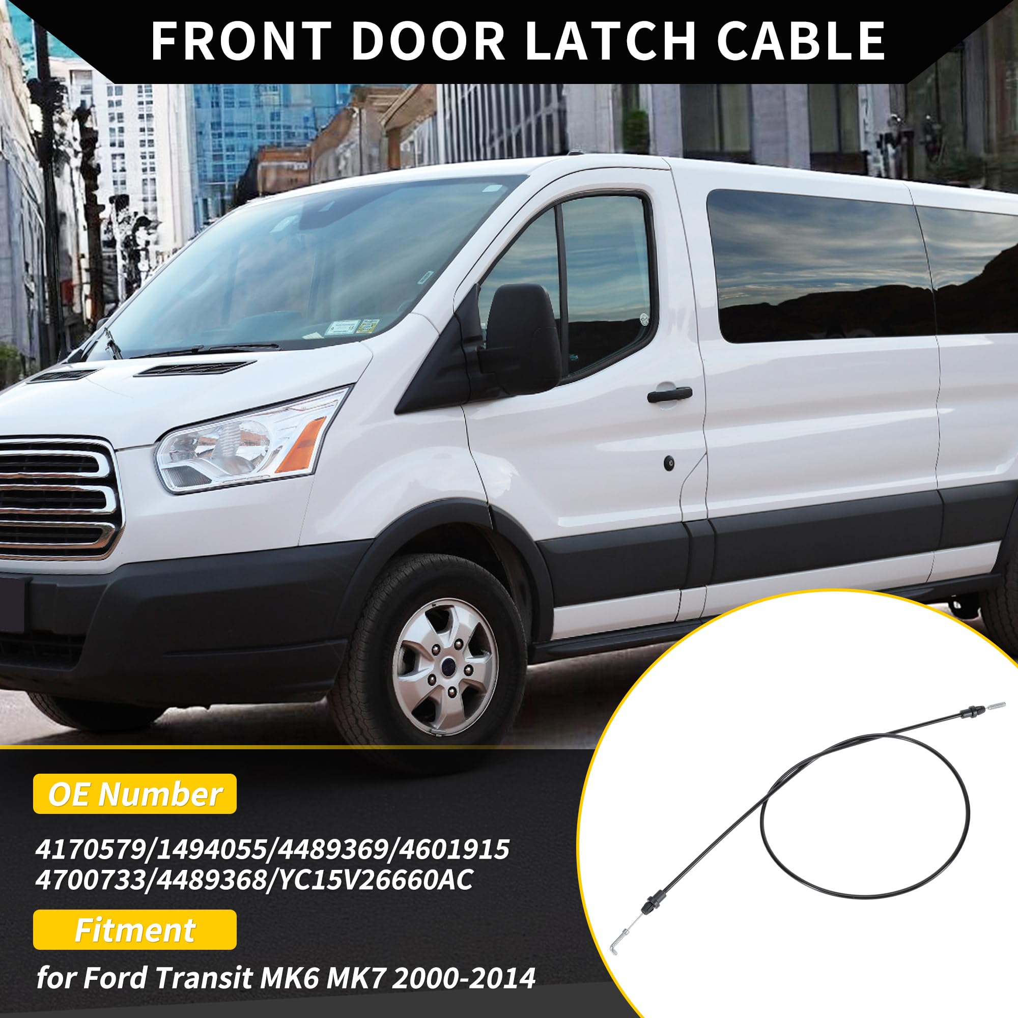 Câble Verrouillage Porte Extérieur Ford Transit MK6 MK7 2000-2014 – Remplacement Poignée Avant Gauche/Droite, Longueur 117 Cm, OE 4170579/1494055
