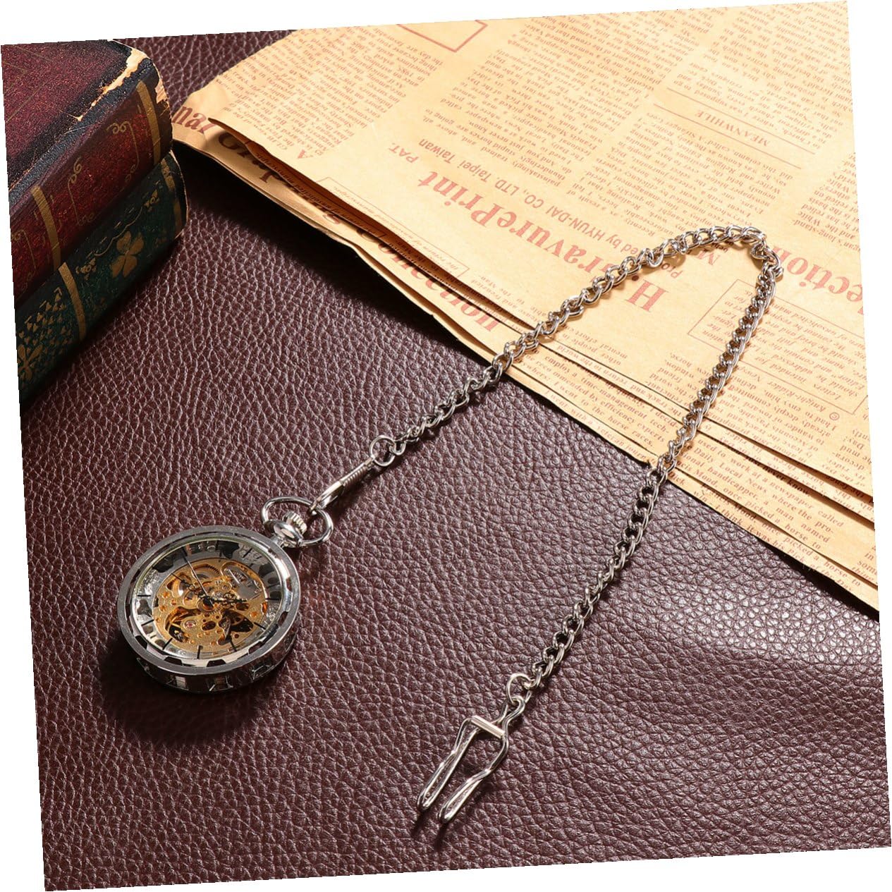 Mechanische Taschenuhr aus Legierung, Silber, Durchbrochen im Vintage Stil