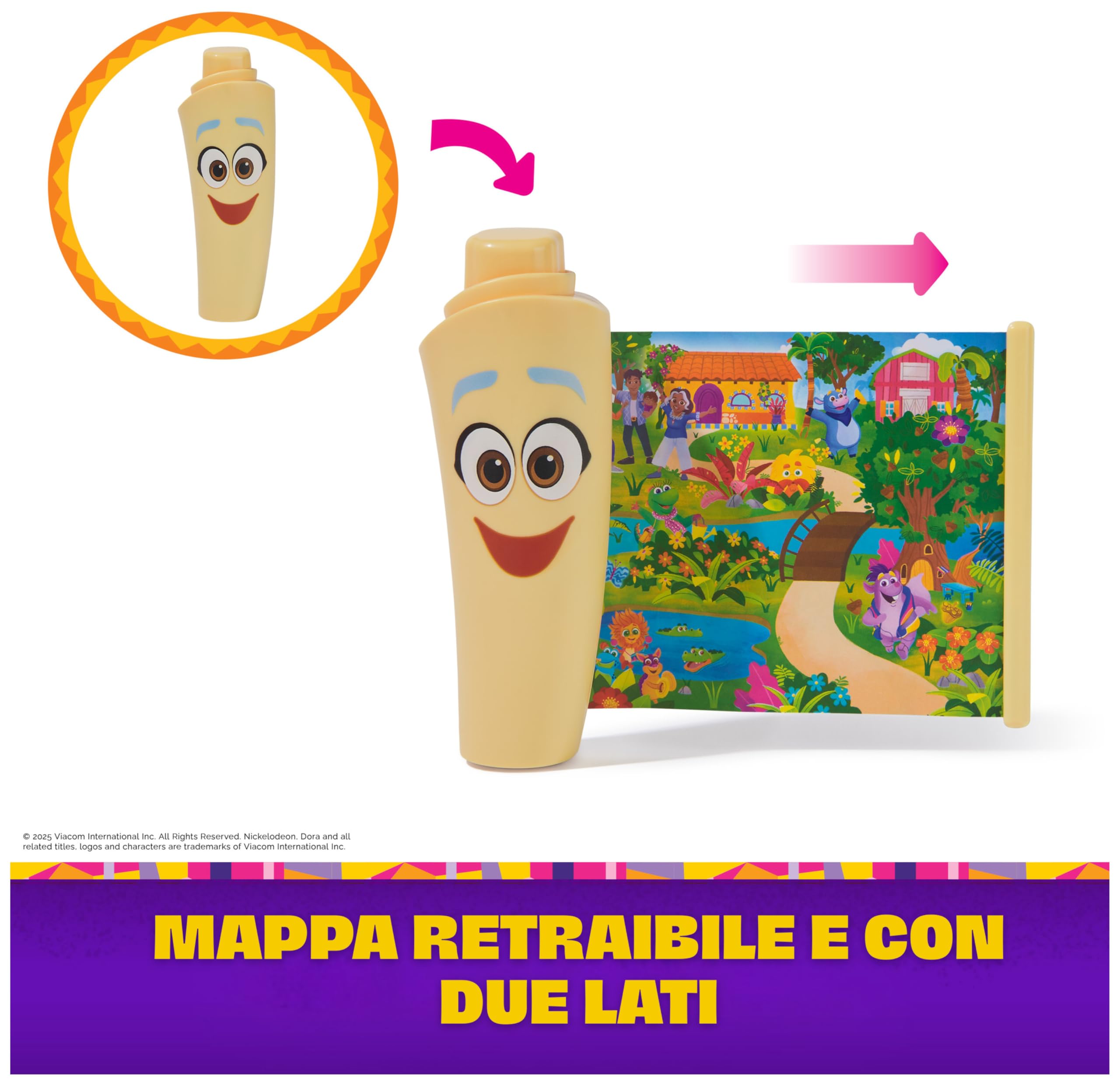 Dora l'Esploratrice, Zainetto con Accessori per l'Esplorazione‚ Mappa, Binocolo e Bussola Giocattolo, Giocattoli per Bambine e Bambini, 3+ Anni
