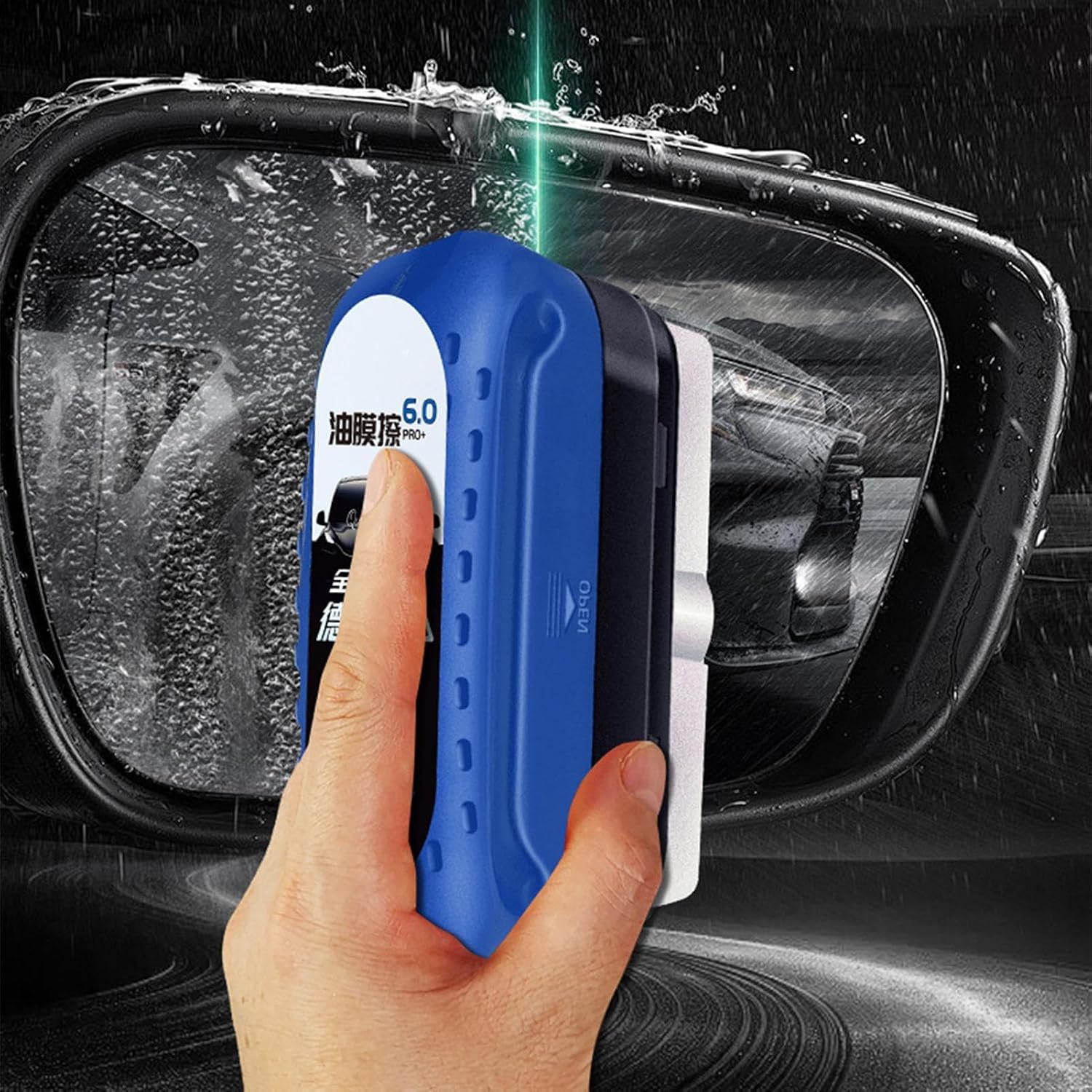 Car Glass Oil Film Cleaning Brush, 120ml Anti Rain Anti Fog Cleaner, 10.5x7.5cm Tool for Windshield, Window, Mirrors, Vehicle Cleaning Use