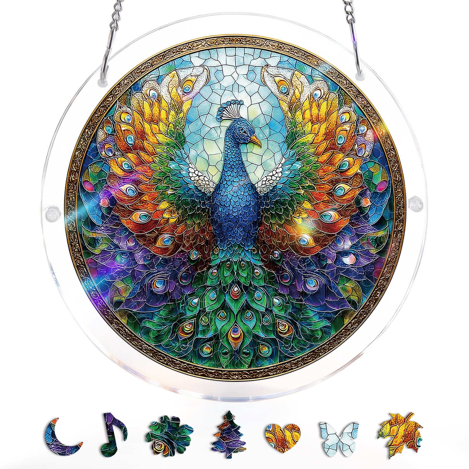 Acrylic Puzzle Window Hanging, Colorful Starry Moon Cat Sun Catchers Panel SunCatchers 83 Pieces Puzzles Decor for Birthday Women, Men, Wife, Aunt, and Mom 7.36 in — view 22