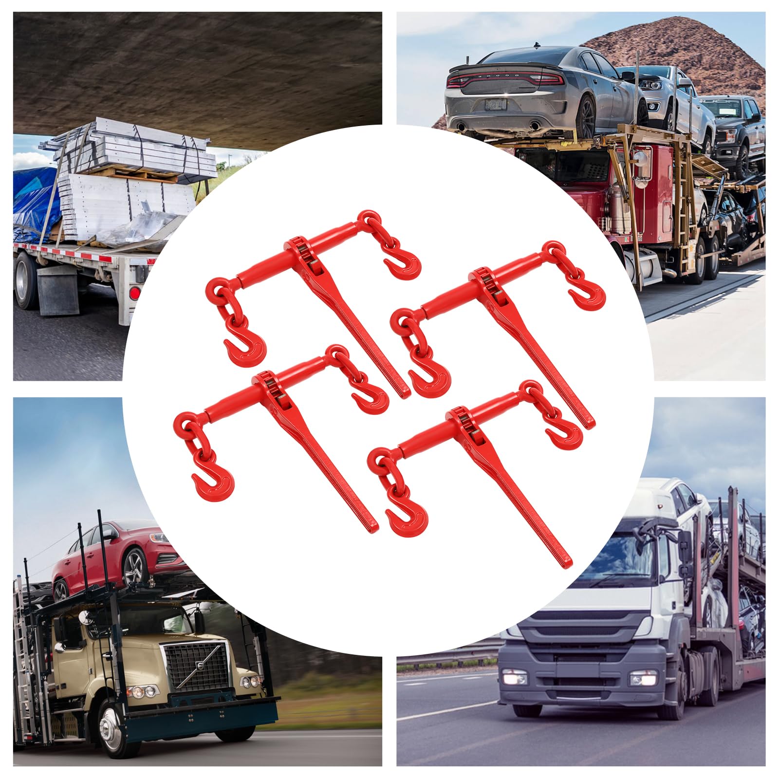 Carraca de carga de 1179 kg con 8,6 t de resistencia al desgarro para cadenas G70 G80, tensor de carraca para camión, transporte y remolque, 4 unidades