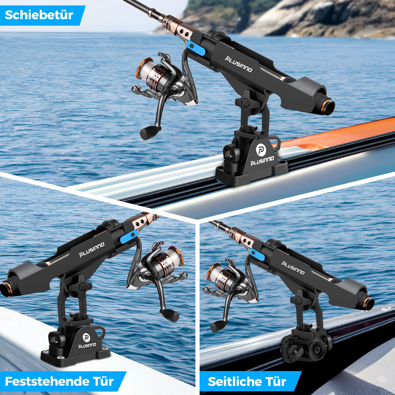 PLUSINNO Soporte para cañas de pescar 2 en 1 para barcos, kayak, soporte para cañas de pescar para montaje en riel, montaje en cubierta, accesorios de pesca y regalos (2 unidades)