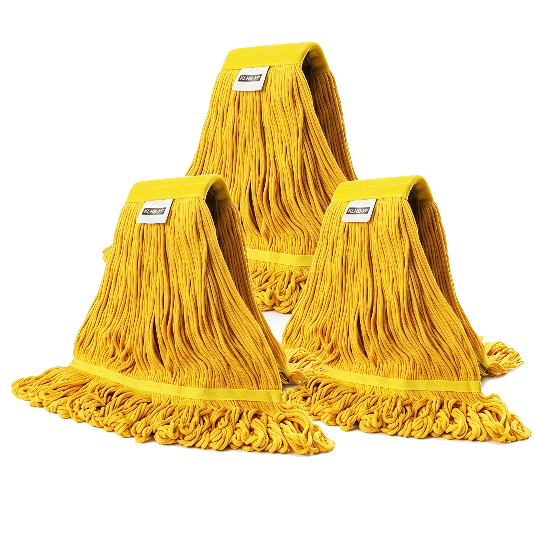 Heavy Duty Wet Industrial Cleaning Mop Head – 21 oz Yellow mop Head Replacement Cotton Washable Industrial mop Heads Heavy Duty for Commercial &amp; Home Cleaning（Yellow）